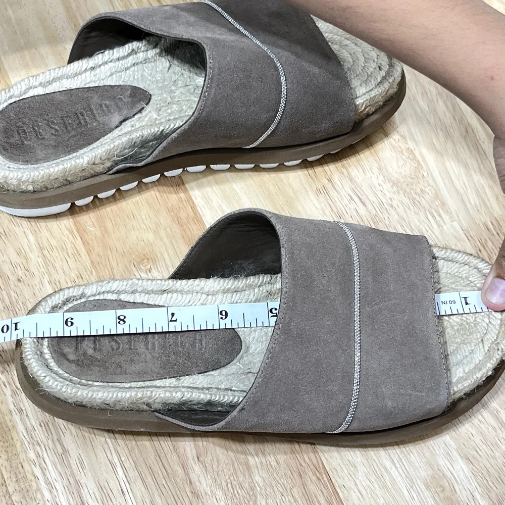 Peserico Tan Leather Espadrille Slide‎ Platform Sandals Women’s 7